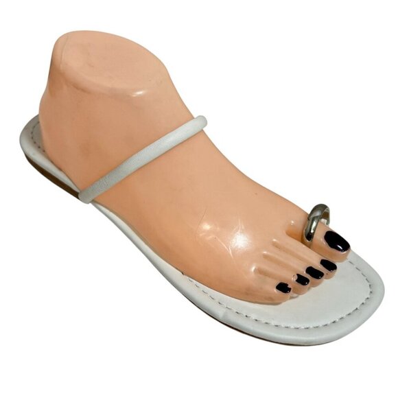Jeffrey Campbell Womens Minimalist White Strap Toe Ring Sandal Sz 9 NEW - Picture 1 of 4